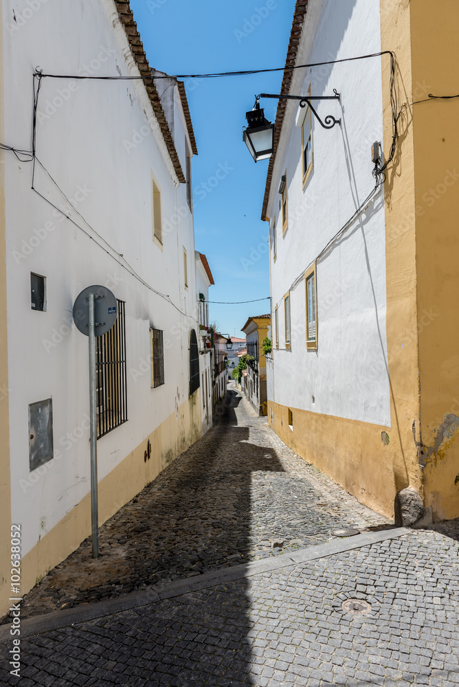 old street of Evora city in Portugal