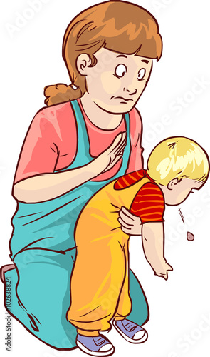 white background vector illustration of a baby first aid