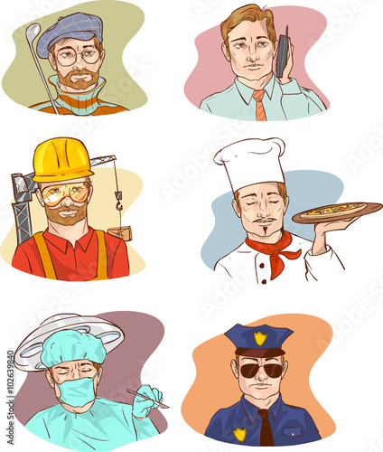 vector illustration of a Occupation Man Characters Happy Smiling