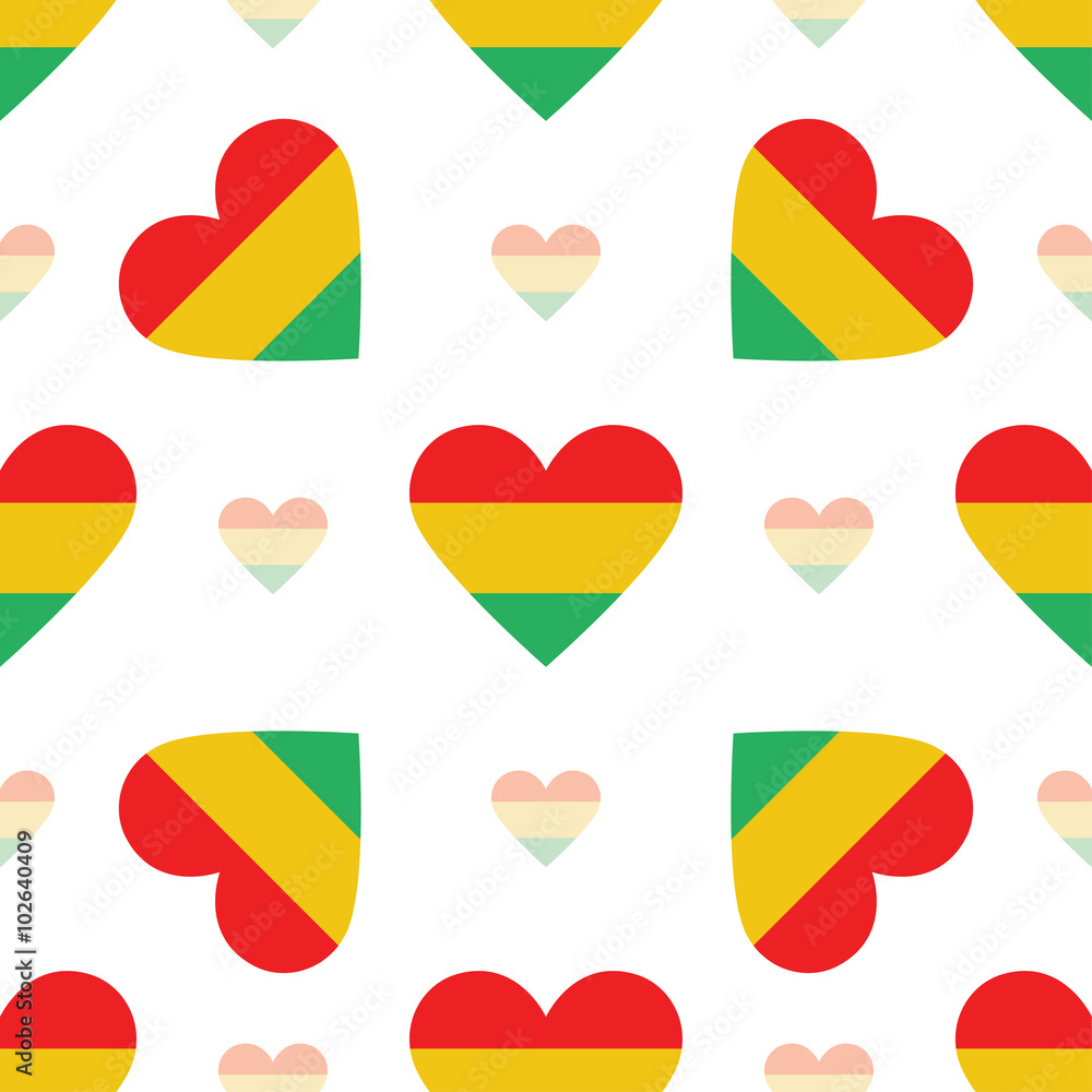 Bolivia flag heart seamless pattern. Patriotic Bolivia flag back Bolivia flag heart seamless pattern. Patriotic Bolivia flag back