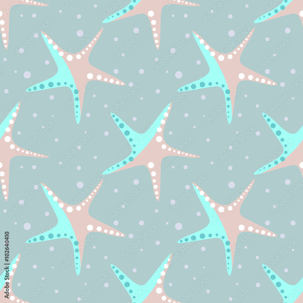 Seamless vector pattern. Cute background with starfish on the blue backdrop. Series of animals and Insects Seamless Patterns. Hand drawn.. Seamless vector pattern. Cute background with starfish on the blue backdrop. Series of animals and Insects Seamless Patterns. Hand drawn..
