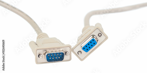Serial communications connectors isolated on a white background
