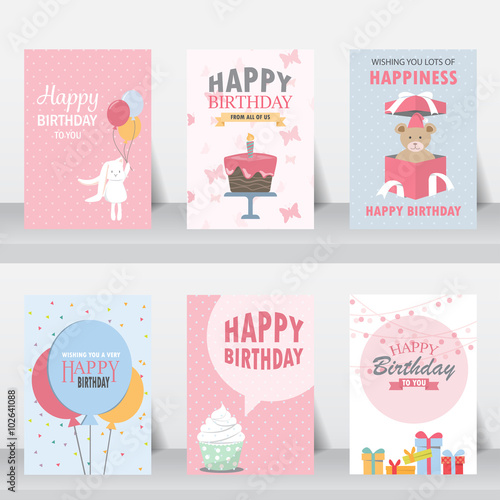 set of birthday invitation card