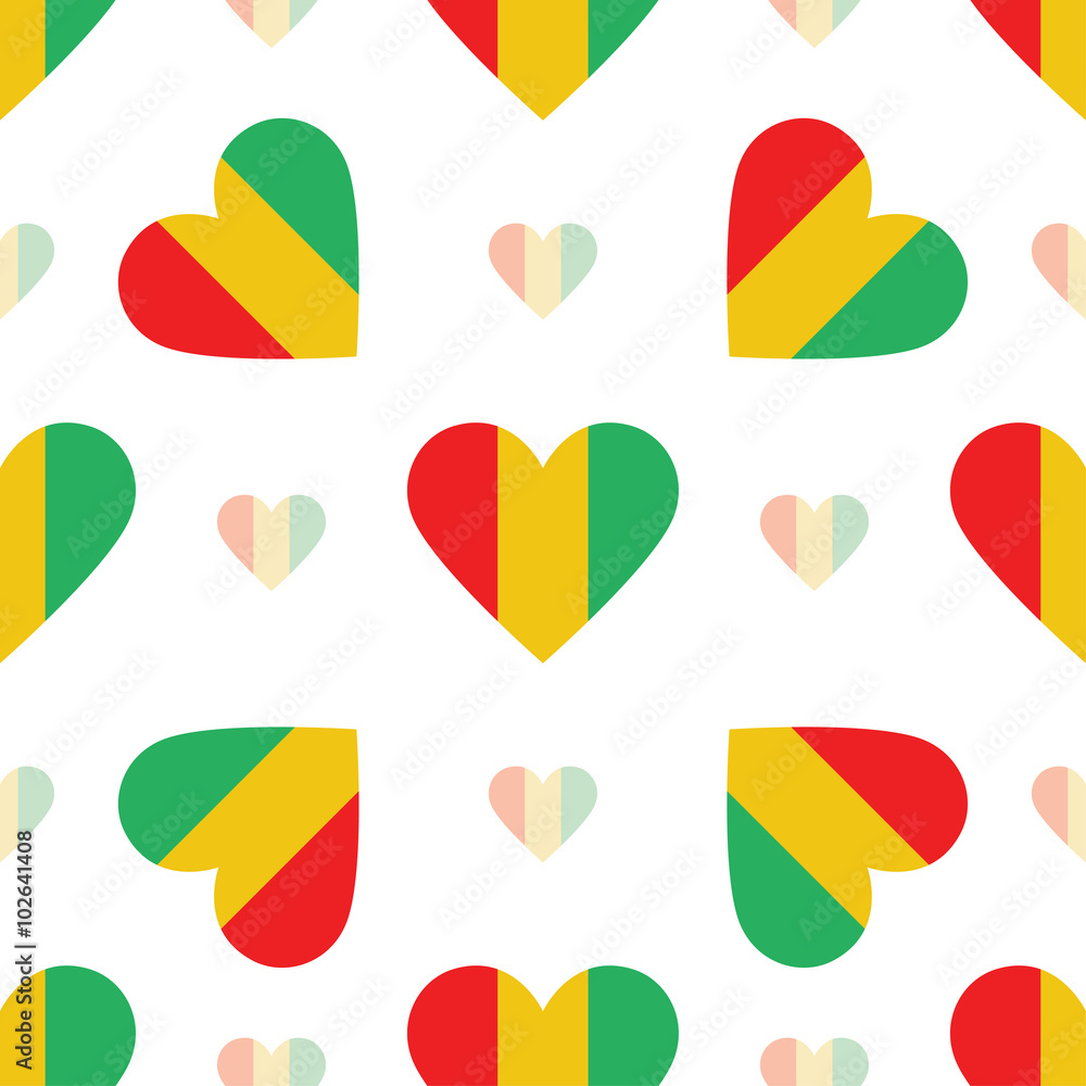 Guinea flag heart seamless pattern. Patriotic Guinea flag backgr Guinea flag heart seamless pattern. Patriotic Guinea flag backgr