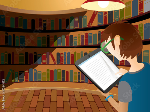 Teenager reading electric device