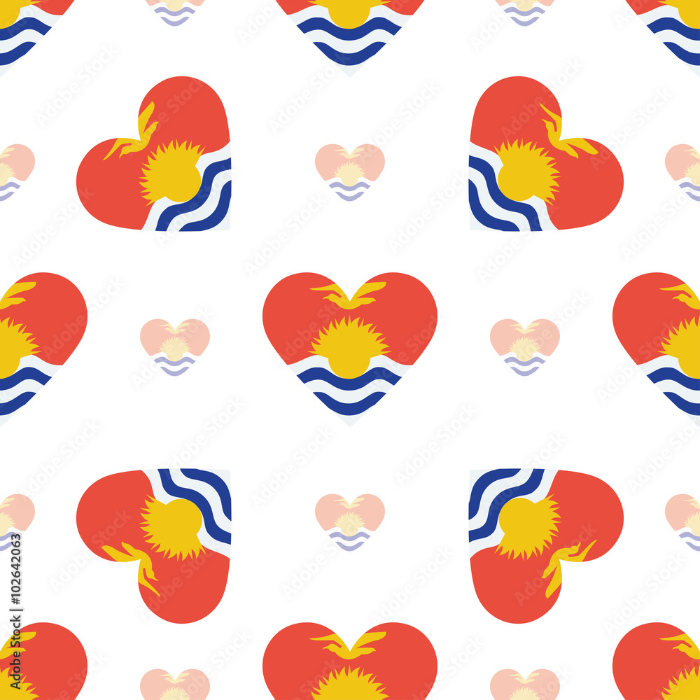 Kiribati flag heart seamless pattern. Patriotic Kiribati flag ba