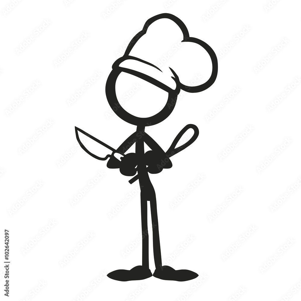 Stick Figure Cooking Chef Stock Vector | Adobe Stock