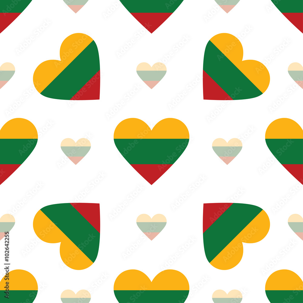 Lithuania flag heart seamless pattern. Patriotic Lithuania flag Lithuania flag heart seamless pattern. Patriotic Lithuania flag