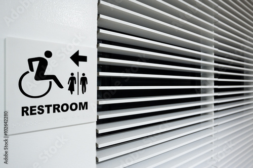 a public restroom sign with disabled access