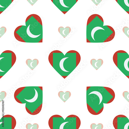 Maldives flag heart seamless pattern. Patriotic Maldives flag ba photo