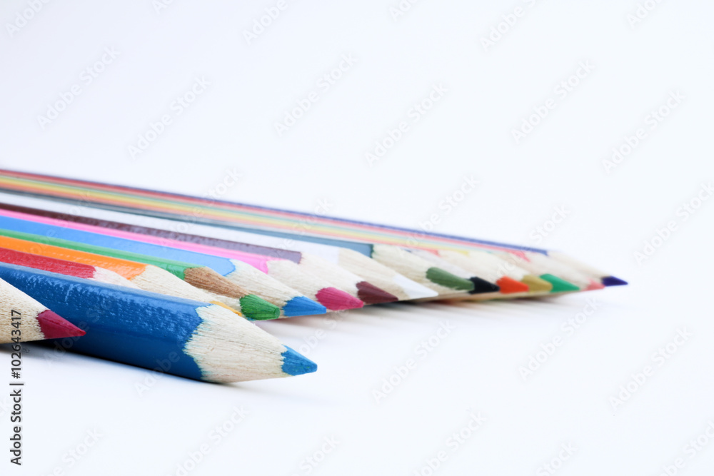 Fototapeta premium selective pencil color on white background