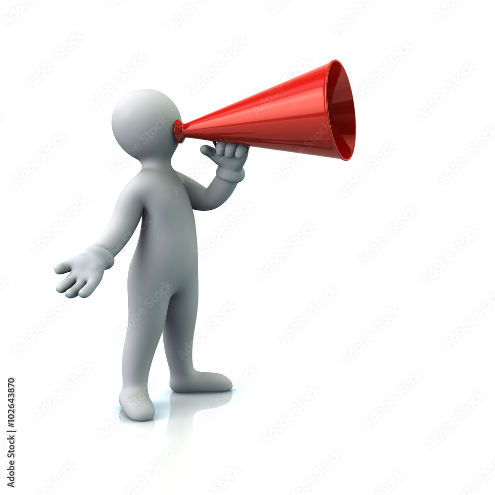 Illustration of cartoon man with a megaphone Illustration of cartoon man with a megaphone