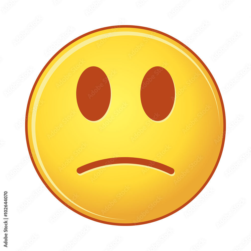 Vector sad emoji Illustration on White Background, isolated object of smiling emoticon