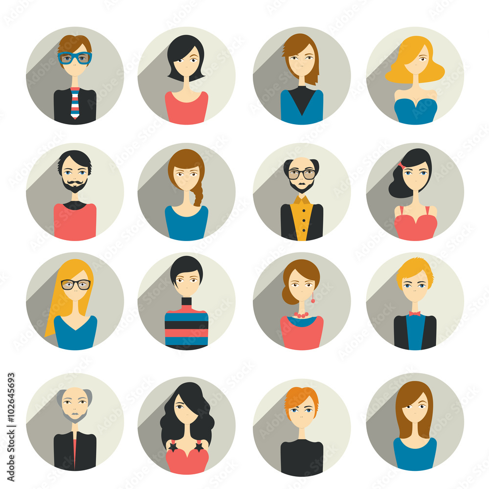Avatar people head. Various cartoon modern faces for discussion forum. Flat design vector illustration. Avatar people head. Various cartoon modern faces for discussion forum. Flat design vector illustration.