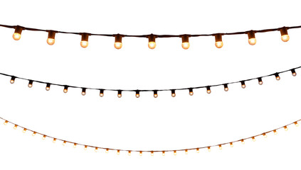 string wired bulbs on white background