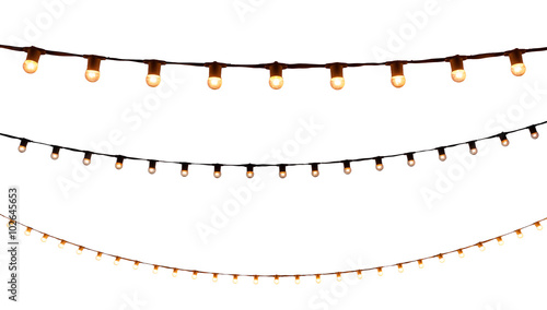 string wired bulbs on white background