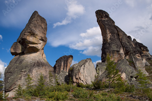 Rocky landscape in the mountains. Yakutia. Russia.
