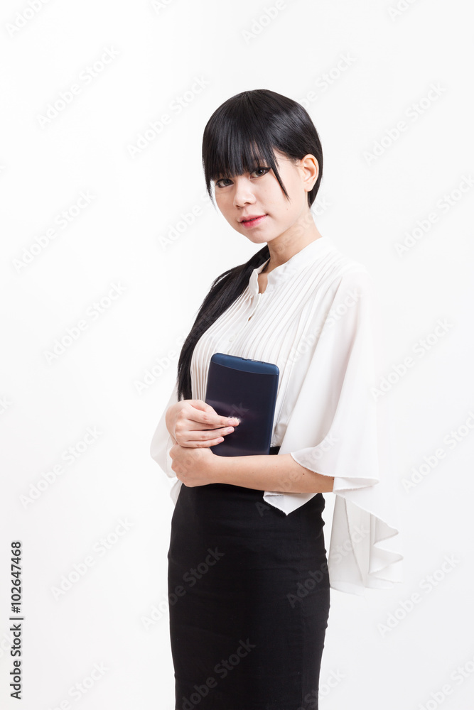 asian business woman holding tablet computer asian business woman holding tablet computer