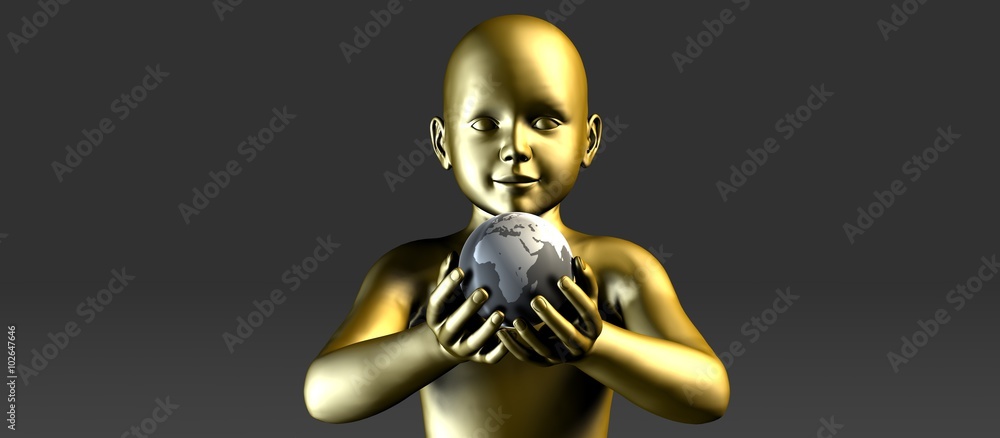 Child Holding Globe