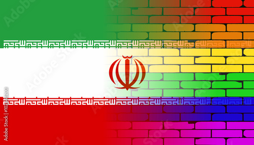 Gay Rainbow Wall Iranian Flag