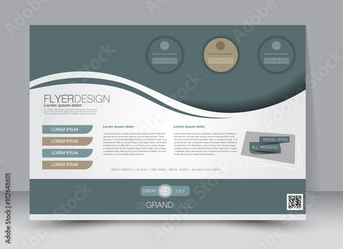 Flyer, brochure, magazine cover template design landscape orientation for education, presentation, website. Green color. Editable vector illustration.