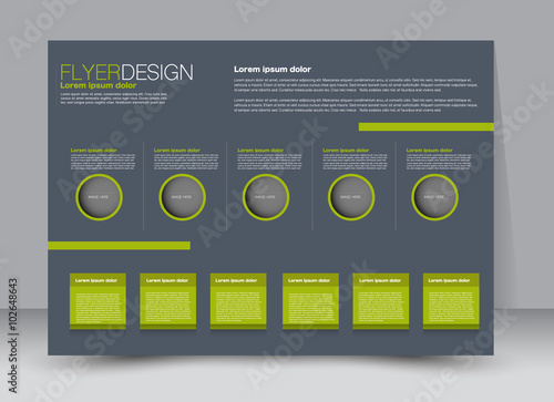 Flyer, brochure, magazine cover template design landscape orientation for education, presentation, website. Green and grey color. Editable vector illustration.