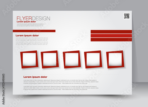 Flyer, brochure, magazine cover template design landscape orientation for education, presentation, website. Red color. Editable vector illustration.