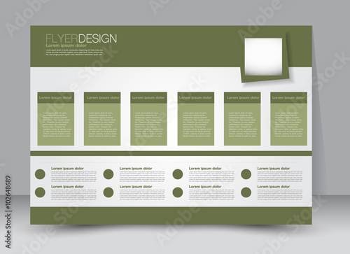 Flyer, brochure, magazine cover template design landscape orientation for education, presentation, website. Green color. Editable vector illustration.