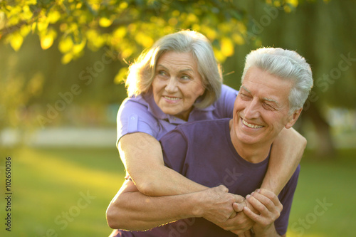 mature couple in summer park