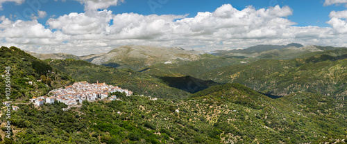 Panoramic view of White Village (Pueblos Blancos), Malaga, Andal photo