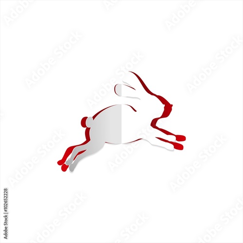 Easter Bunny jumps and hops away - folded card - of Easter Greeting - Vector Illustration