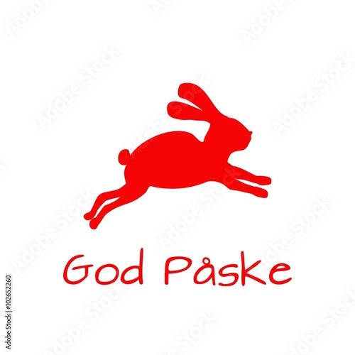 God påske - Påske Bunny hopper væk hurtigt - påske lykønskningskort - Danmark