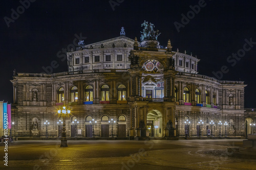 Semperoper in Dresden at night,Saxony,Germany