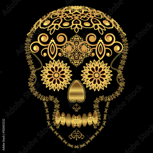 Gold ornamental sugar skull.