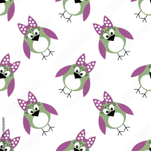 Seamless vector pattern with animals  cute background with birds. Series of Animals and Insects Seamless Patterns.