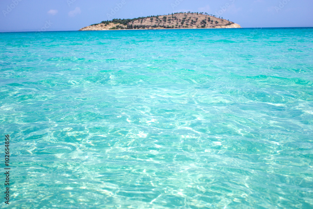 Clear sea water and small island