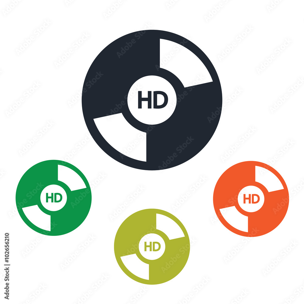 Disk with HD quality film icon Disk with HD quality film icon