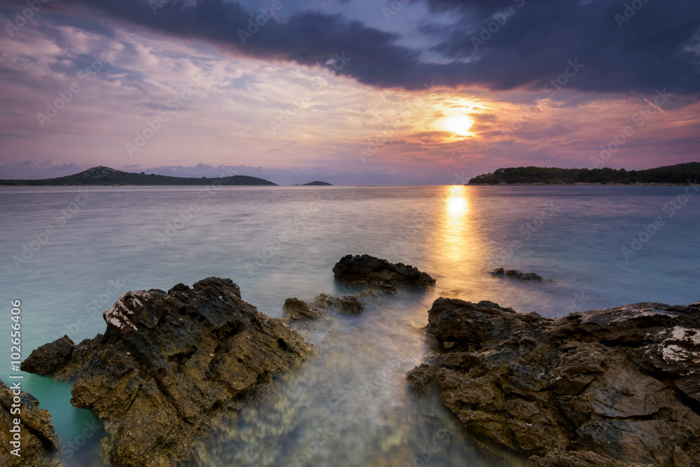 Croatia island of Rogoznica in the sunset