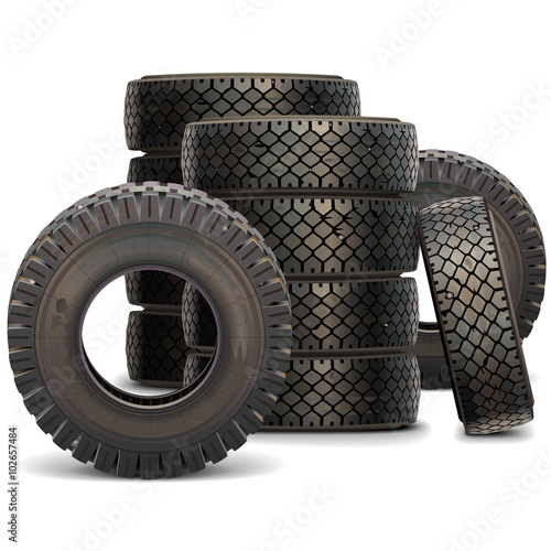 Vector Old Truck Tire Set 2