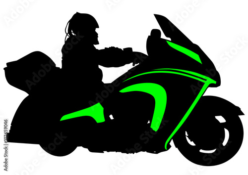 Man on big bike on white background