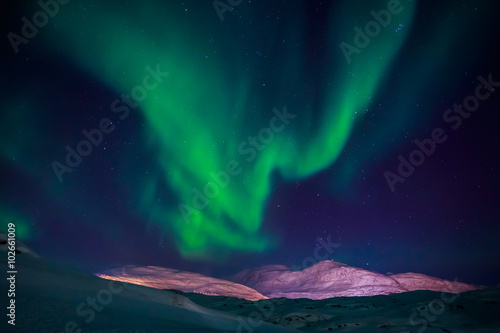 Northern lights over Nuuk city, October 2015, Greenland