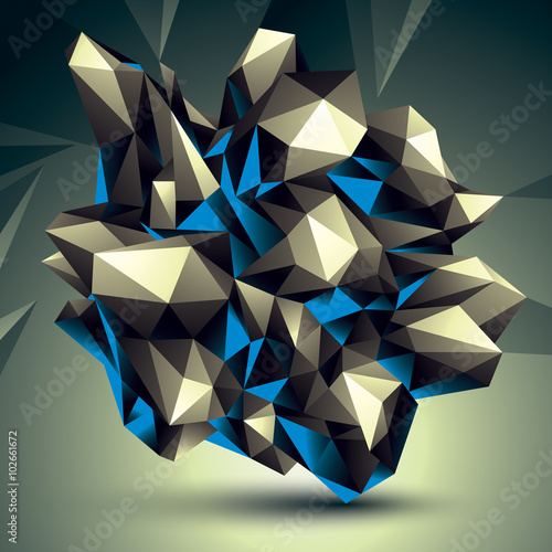 Asymmetric 3D abstract object, geometric spatial form. Render