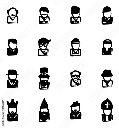 Avatar Icons Set 4 Freehand Fill