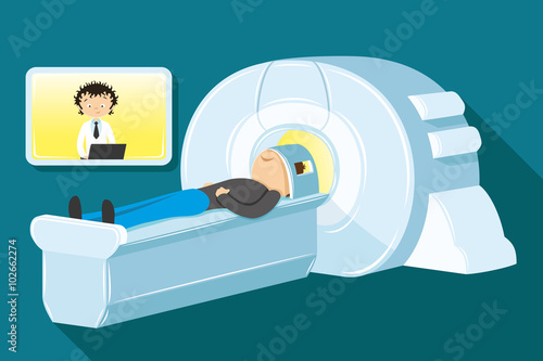 Doctor diagnoses a patient using magnetic resonance imaging