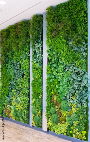 Artificial Vertical Gardens with Fake Plants on Walls