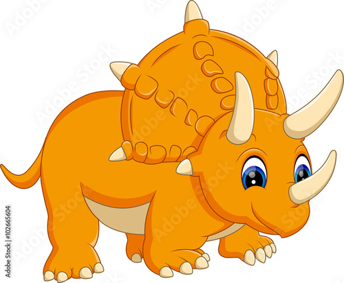 illustration of cute Triceratops cartoon