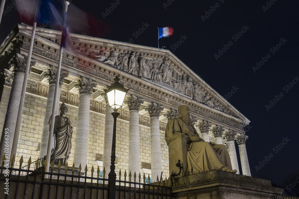The National assembly at night, Paris,France.