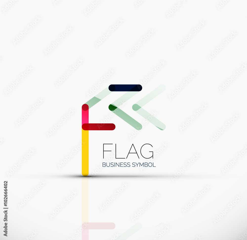 Logo flag, abstract linear geometric business icon Logo flag, abstract linear geometric business icon