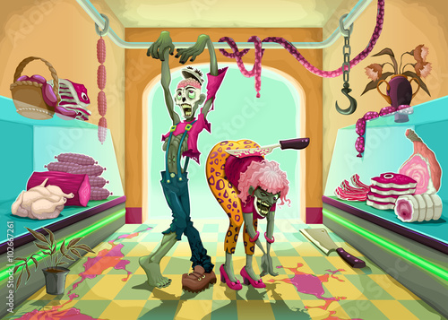 The Zombie Zone, two undeads in the butchery