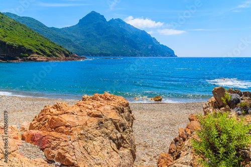 Beautiful secluded beach with azure sea water near Girolata bay, Corsica island, France © pkazmierczak